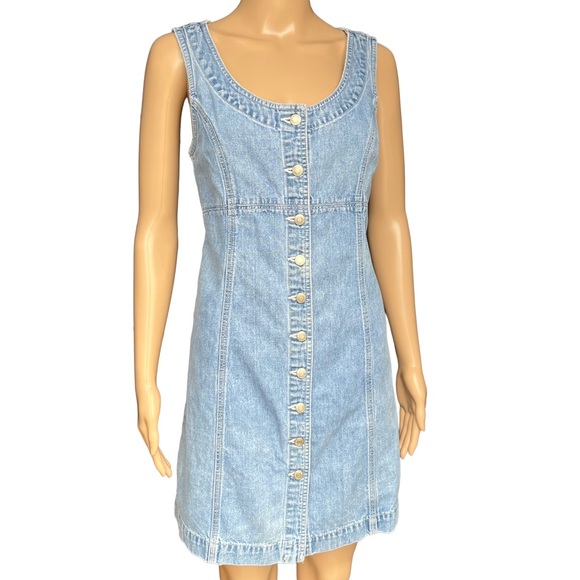 GAP Dresses & Skirts - Vintage 90s GAP Denim Button Front Dress Cotton A-Line